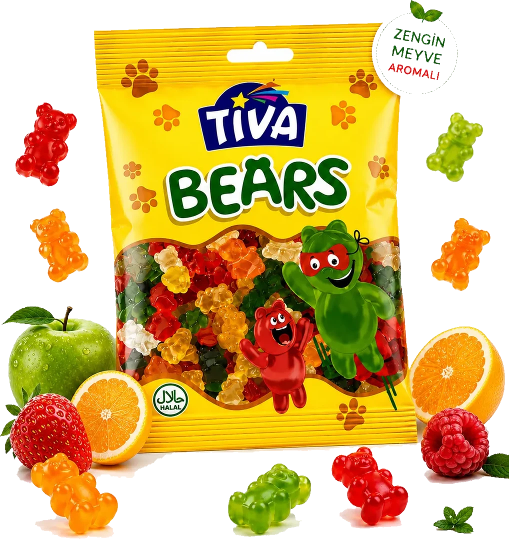 Tiva Bears gummy pack with fruit-flavored bear candies