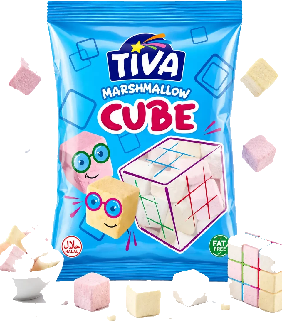 Tiva Cube marshmallow pack with soft cube marshmallows