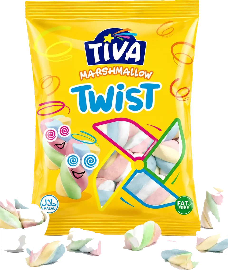 Tiva Twist marshmallow pack with twisted marshmallows