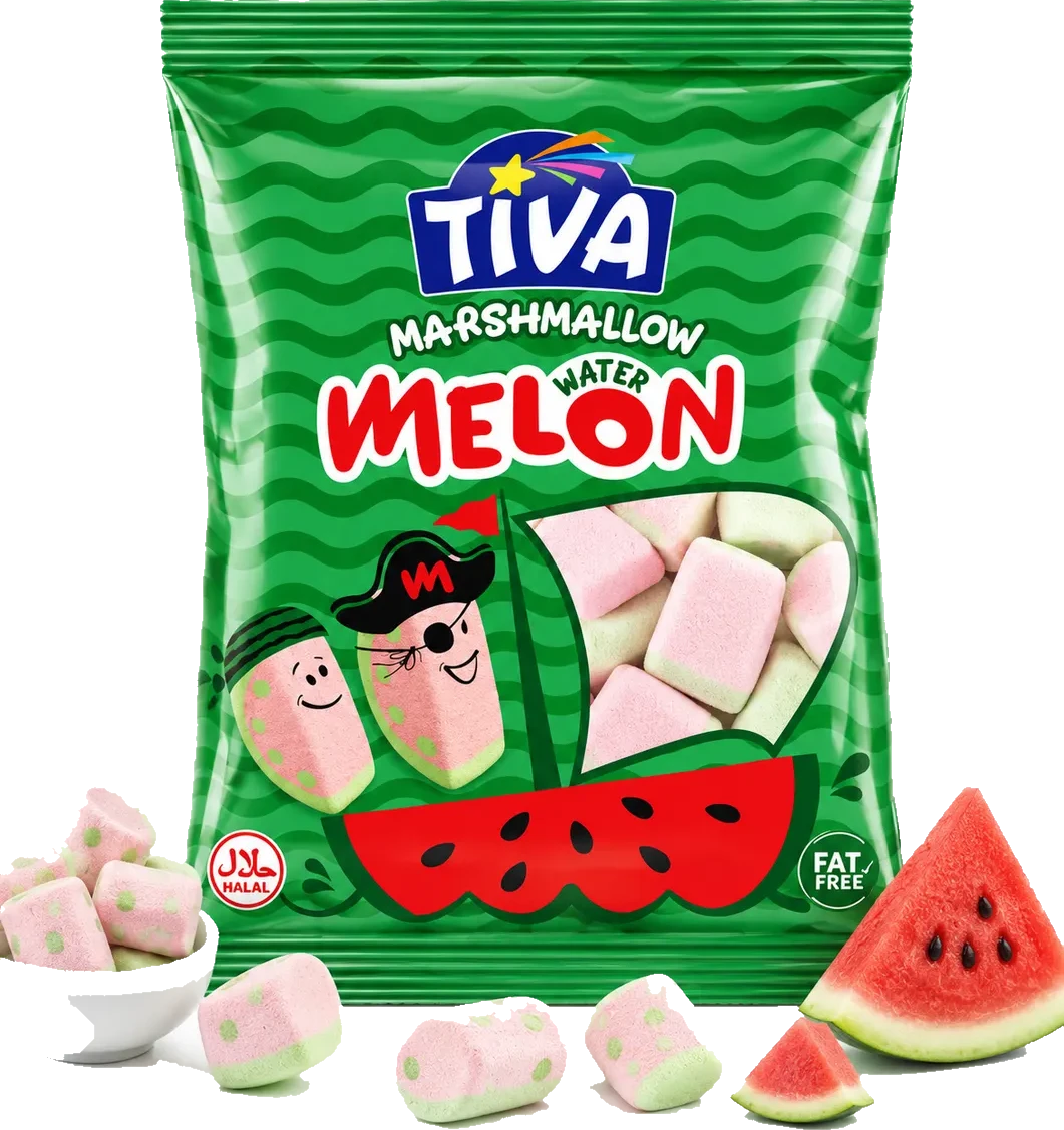Tiva Watermelon marshmallow pack with watermelon-style marshmallows